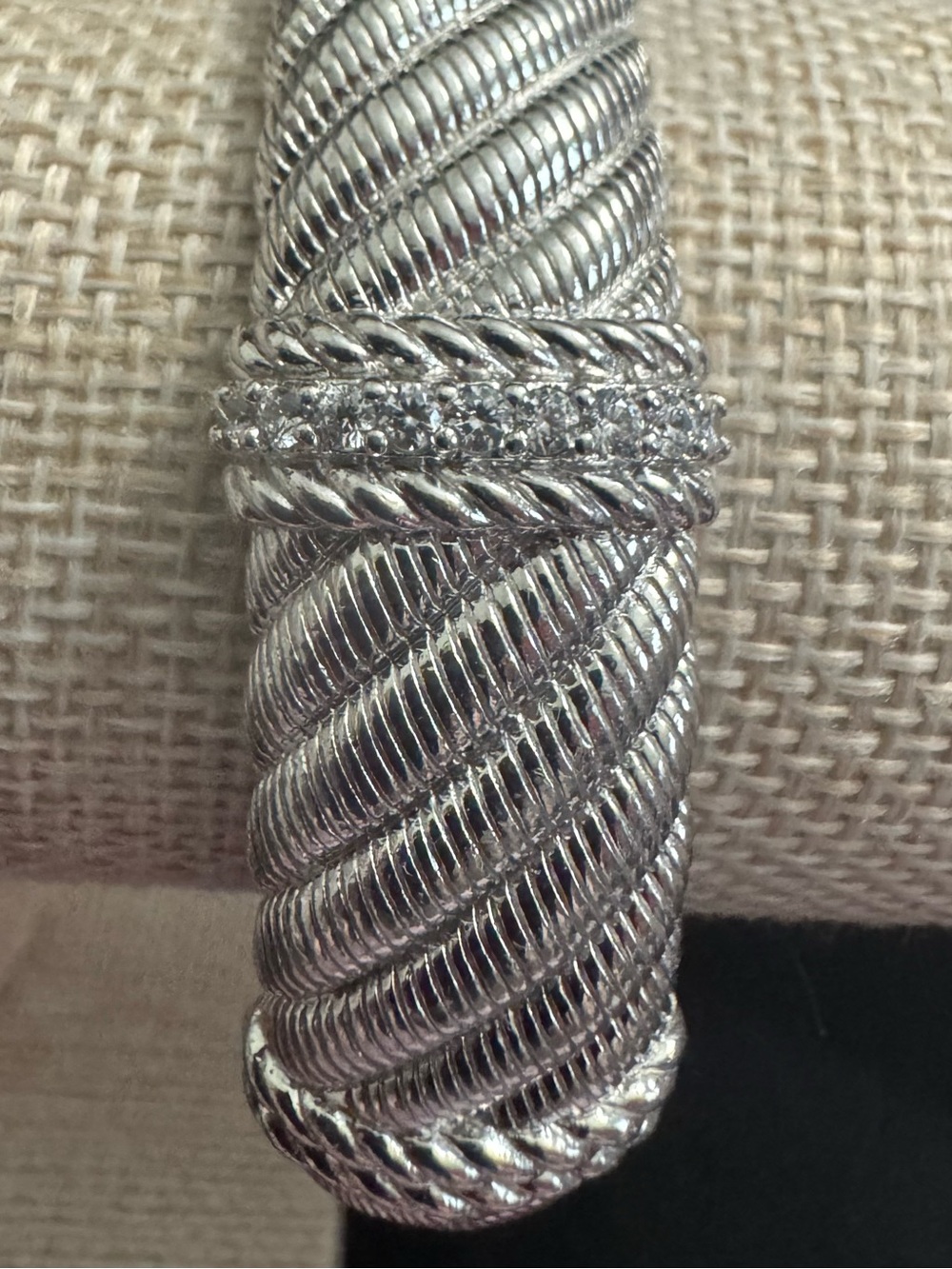 Judith Ripka .925 Luxury Designed Textured Cuff Bracelet 74g w/Diamonique Accent - Picture 2 of 9